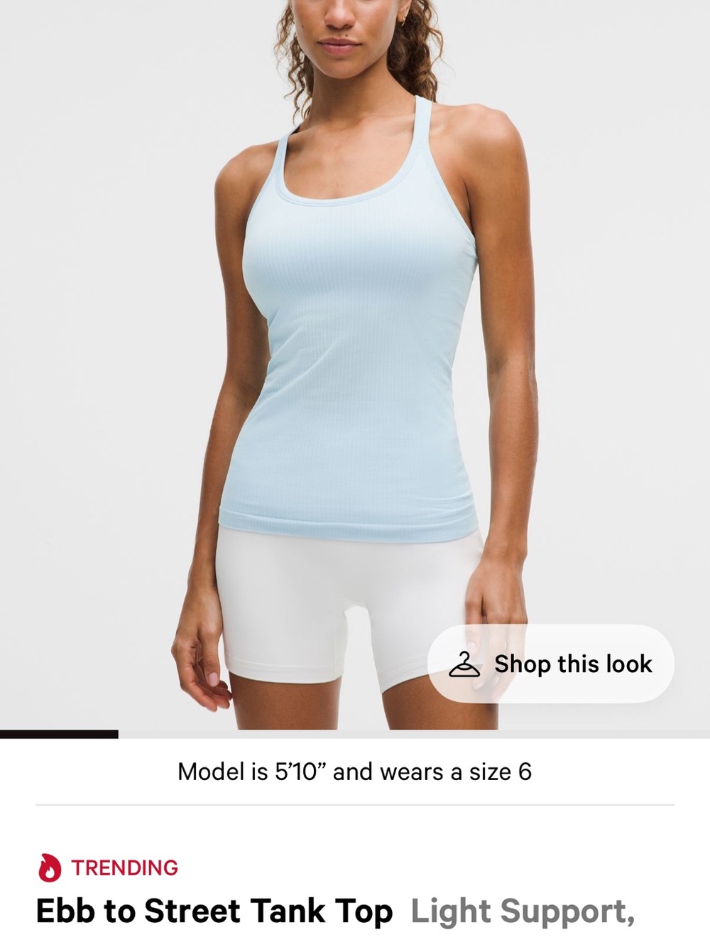 lululemon athletica Ribbed Light Blue Scoop Tank